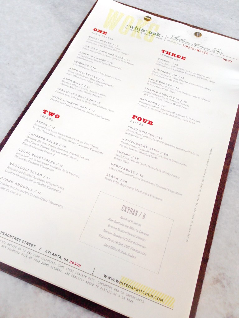 White Oak Kitchen & Cocktails - Menu